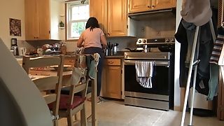 Pakistani Stepmom Almost Caught Me Jerking Off In Her Kitchen